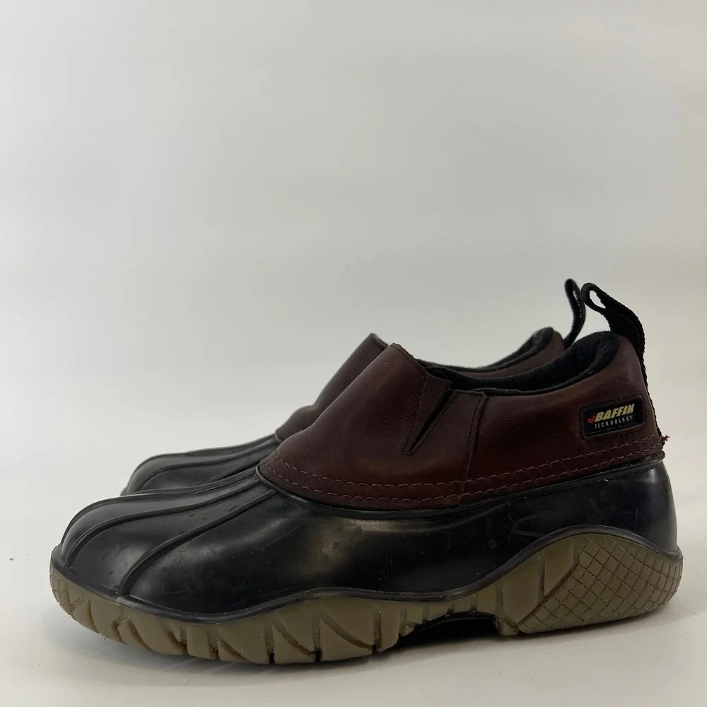 Baffin Technology Brown Leather Black Rubber Duck Shoes Womens 10 Mens 8 Canada